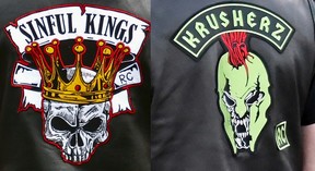 Sinful Kings Puppet Club patch on the left and Krusherz RC patch on the right.