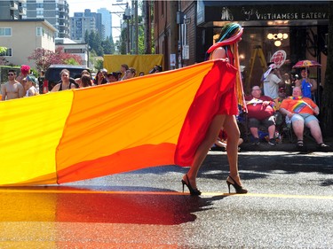 Action scenes from the Pride Parade on Denman St. in Vancouver, BC., on July 31, 2022.