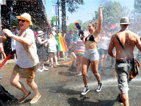 Action scenes from the Pride Parade on Denman St. in Vancouver, BC., on July 31, 2022.