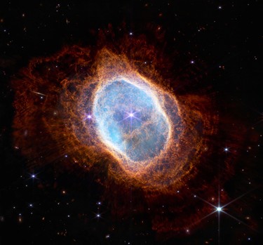 An observation of a planetary nebula from the NIRCam instrument of NASA's James Webb Space Telescope, a revolutionary apparatus designed to peer through the cosmos to the dawn of the universe and released July 12, 2022.