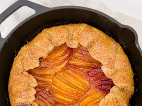 Peach Galette is essentially fruit wrapped in pastry. It's easy and everyone makes a beautiful galette. Karen Gordon photo