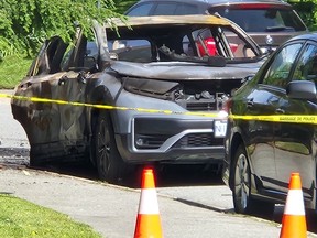 A car found burning in the Blueberry Hill area of Whistler on Sunday afternoon.