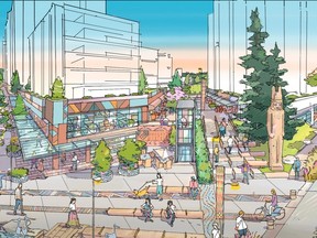 Artist rendering of part of the 40-acre Willingdon Lands project to be located in Burnaby, being planned by the Musqueam and Tsleil-Waututh, and Aquilini Development.