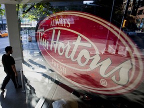 File photo of a Tim Hortons sign.