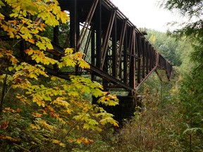 An abandoned – and unsafe – trestle along the Gold Mine Trail.