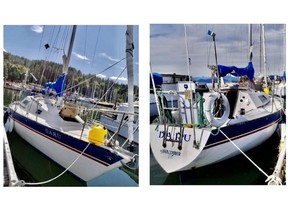 The sailboat Daru is seen in photos from Stolen Boats Canada.