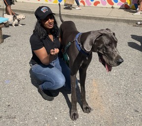 Aspara Telwatte with Dante at the Just Love Animal Society’s Pet-A-Palooze in Vancouver’s Yaletown on Sunday, Aug. 28, 2022.