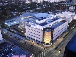 An aerial shot of the Academy Museum of Motion Pictures.