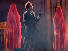 CHICAGO, ILLINOIS - JULY 24: The Weeknd performs on stage at Soldier Field on July 24, 2022 in Chicago, Illinois.