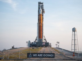 NASA’s Orion spacecraft sits atop a mobile launcher at the Kennedy Space Center on Aug. 17, 2022. The Artemis I program will include biological samples from UBC pharmaceutical sciences professor Corey Nislow and his team. The rocket is due to launch Aug. 29.