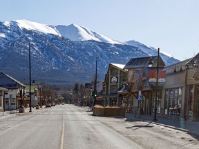 A downtown street in Canmore, Alta., in April 2020. "A number of shops have said that, 'If other people, other shops keep their doors closed, we will happily keep our doors closed.' But ... there's a sort of perceived advantage that everybody has to have their doors open to attract business."