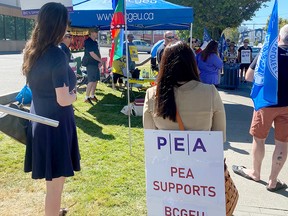 The Victoria BCGEU picket line at the Liquor Distribution Branch’s wholesale customer centre in Victoria on August 17, 2022.