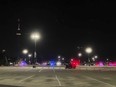 Emergency vehicles are shown in the parking lot of Six Flags Great America in Gurnee, Ill., Sunday, Aug. 14, 2022.