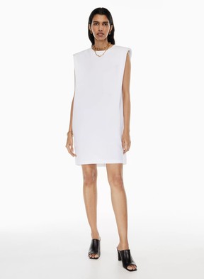 Dress with Babaton shoulder pad, $60 ($17.99) at Aritzia.