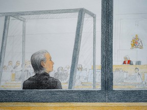 In this courtroom sketch, Aydin Coban is pictured at B.C. Supreme Court, in New Westminster, on Monday, June 6, 2022. The Dutch man accused of extorting and harassing B.C. teenager Amanda Todd more than a decade ago has pleaded not guilty to five criminal charges.
