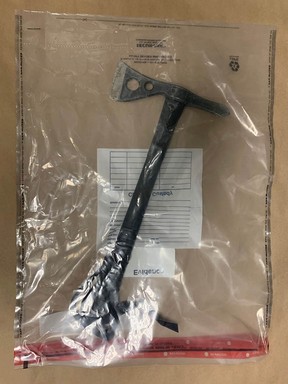 New Westminster police say this hatchet was used to threaten an after calls about a suspect walking through the Brow of the Hill neighbourhood with the weapon on Aug. 8, 2022.
