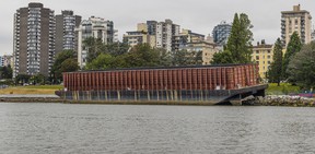 The view of the barge from English Bay. It seems even bigger looking from the water.