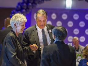 NPA Parks Board Commissioner Tricia Barker and Mayoral candidate John Coupar at the NPA event where the party announced its slate of candidates on May 24, 2022.