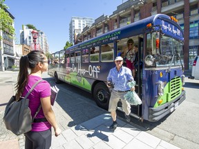 Hop On Hop Off bus on Keefer at Columbia in Vancouver, BC., August 8, 2022.
