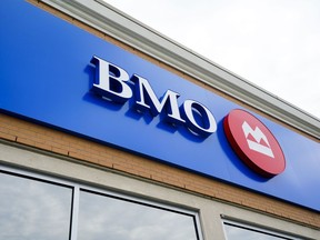 A Bank Of Montreal sign is pictured in Ottawa on Monday, July 11, 2022.