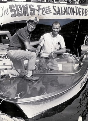 The Vancouver Sun Outdoors editor Lee Straight at the Sun Salmon Derby, undated.