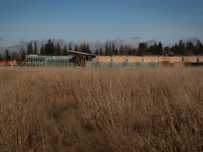 The site where a new hospital will be built is seen adjacent to Kwantlen Polytechnic University Tech Learning Centre, in Surrey. The hospital has become the focus of the provincial byelection in South Surrey.