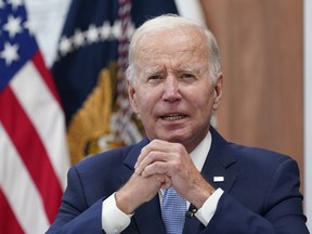 U.S. President Joe Biden speaks about the economy during a meeting with CEOs in the South Court Auditorium on the White House complex in Washington on July 28, 2022.