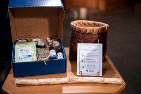 A gift box created by Up the Hill of Loakin Botanics, a small business owned by Bears' Lair contestant June Anthony-Reeves. Photo: APTN.