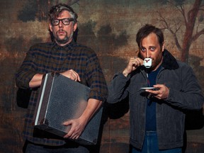 The Black Keys are a blues-rock duo featuring guitarist Dan Auerbach and drummer Patrick Carney (glasses).