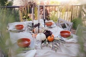 A fall inspired tablescape using items from the garden. Perfect for Thanksgiving dinner.