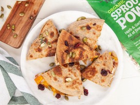 Cranberry butternut squash quesadillas.