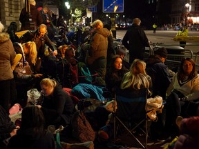 Early crowds form in anticipation of Queen Elizabeth II’s funeral in Whitehall on September 18, 2022 in London, United Kingdom.