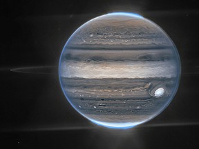 A view of Jupiter taken by the James Webb Space Telescope.