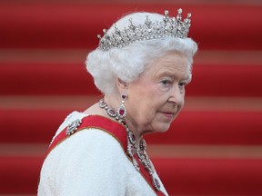 Queen Elizabeth II arrives for the state banquet in her honour at Schloss Bellevue palace on the second of the royal couple's four-day visit to Germany on June 24, 2015 in Berlin, Germany.