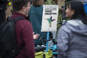 Various groups concerned with the environment gather at Coal Harbor Park in Vancouver on Friday, Sept.  23, 2022 for the Global Day of Action.