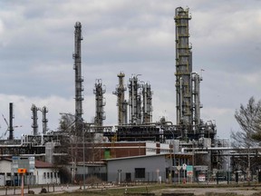 (FILES) This file photo taken on April 02, 2022 shows the PCK Industrial Park which houses the PCK Oil refinery, one of the Rosneft's German subsidiaries, just outside Schwedt, some 110 km north of Berlin, northeastern Germany, taken on April 2, 2022.