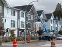 Townhouses under construction on 84th Avenue in Langley on Sept. 29.