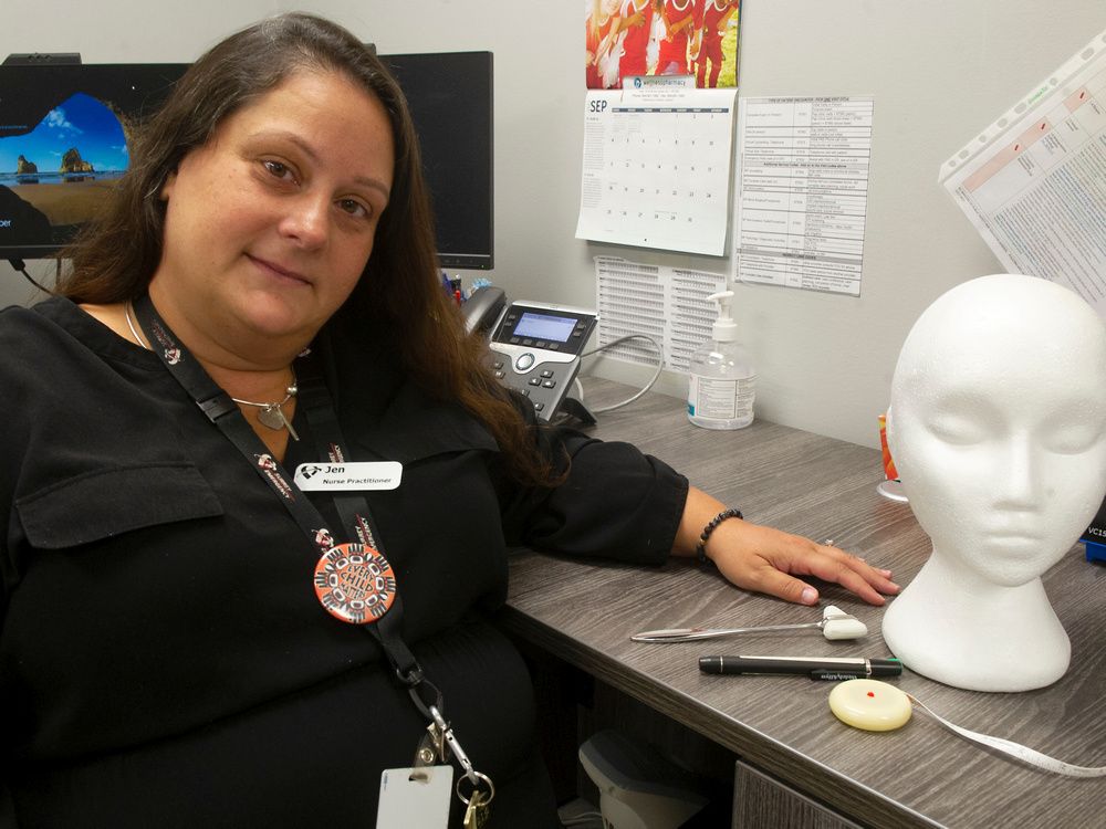  nurse practitioner jen ehirchiou with tools she uses at the embrace clinic.