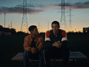 Lamar Johnson (left) and Aaron Pierre are seen here in a still from the new film Brother. Directed and written by Clement Virgo the film is an adaptation of Vancouver writer David Chariandy's award-winning novel of the same name.
