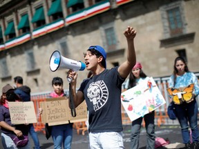 File photo: Activists hold a protest as part of a Fridays For Future climate reparations strike in Mexico City.