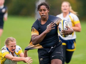Mikiela Nelson in action for the University of B.C. Thunderbirds. The prop forward, seen as a star of the future, will represent Canada at the Rugby World Cup next month in New Zealand.