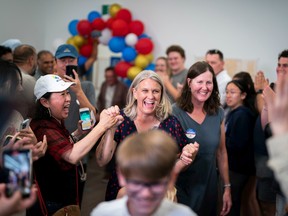 Elenore Sturko celebrates her South Surrey byelection win on Sept. 10.
