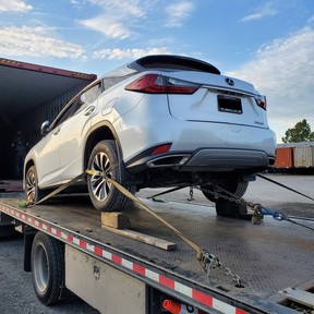 A recovered Lexus that was stolen last spring in Metro Vancouver by a ring of thieves from Eastern Canada.