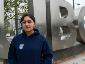 Vancouver, BC: September 15, 2022 -- Eshana Bhangu is president of UBC's student union, the Alma Mater Society. She says many post-secondary students are struggling with the cost of rent, food, gas and tuition.

(Photo by Jason Payne/ PNG)
(For story by Lori Culbert) [PNG Merlin Archive]