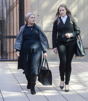 Susy Yasmine Saad, left, leaves B.C. Supreme Court in Vancouver on Sept. 20.
