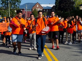 Several hundred people took part in a march to recognize the National Day for Truth and Reconciliation in North Vancouver on Sept. 30. The march began at St. Thomas Aquinas Secondary school and wound through North Van to the Tsleil-Waututh Nation reserve.