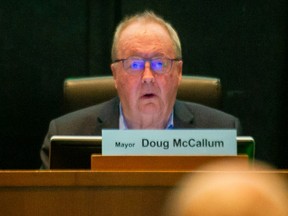 Mayor Doug McCallum at Surrey City Hall on April 25.
