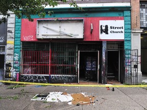 A fire at the Vancouver Street Church on Vancouver's East Hastings Street on July 7, 2022, has been ruled an arson.