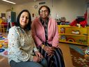 Rupinder Sandhu and Linda Masila (Healthy Family Counselor) at Gibson Elementary school in North Delta, BC, September 22, 2022. (Photo: Arlen Redekop / PostMedia) 