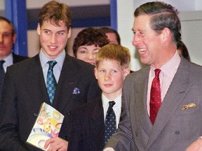 Photo of Prince William, Prince Harry and Prince Charles in Vancouver in 1998. (Ian Smith/PNG)